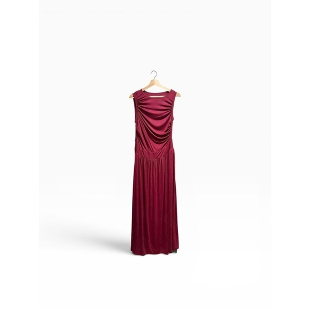 NWT Halara Ribbed Boat Neck Asymmetric Strap Ruched Maxi Dress L‎ - Picture 3 of 7